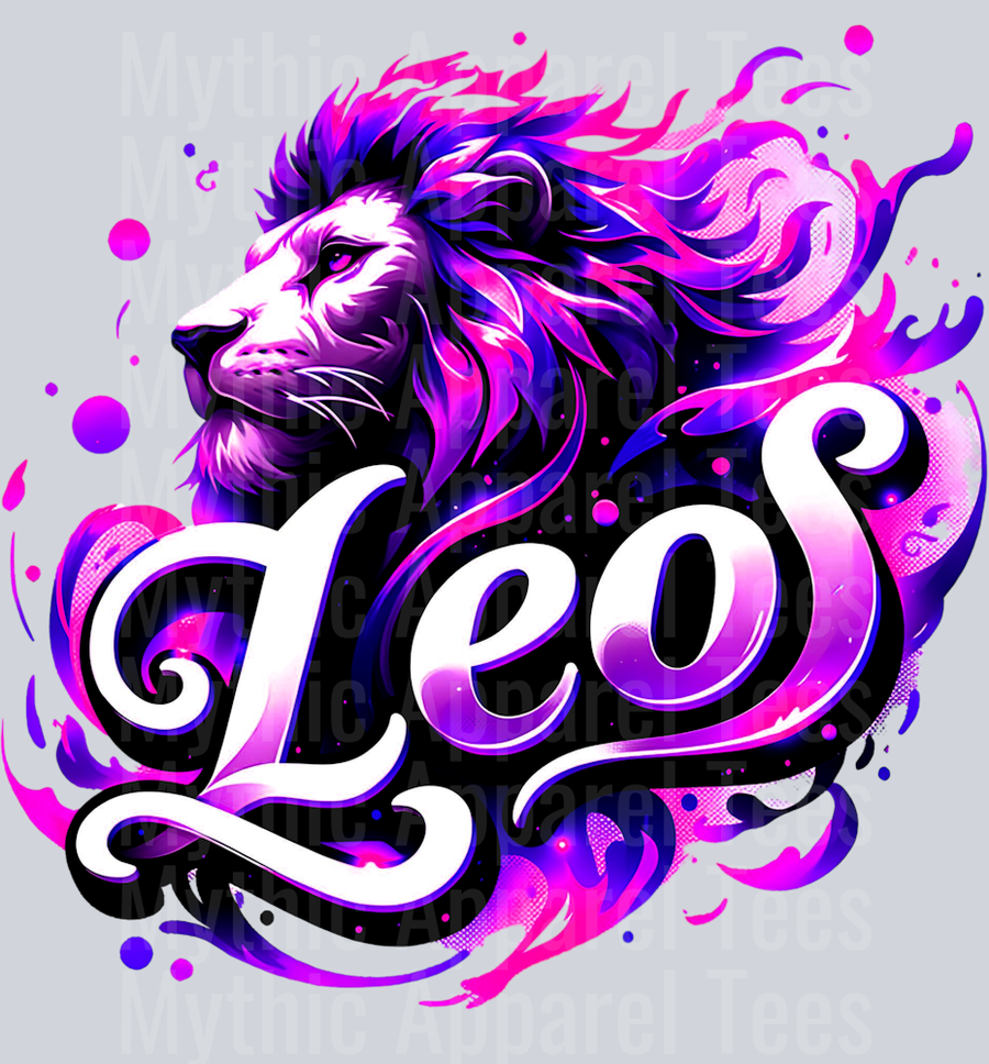 Leo 2 Purple Sign DTF Zodiac Sign Transfers