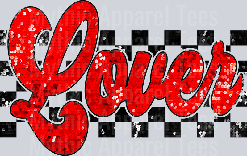 Lover Red Distressed Black Checkered Pattern Valentines Day Design