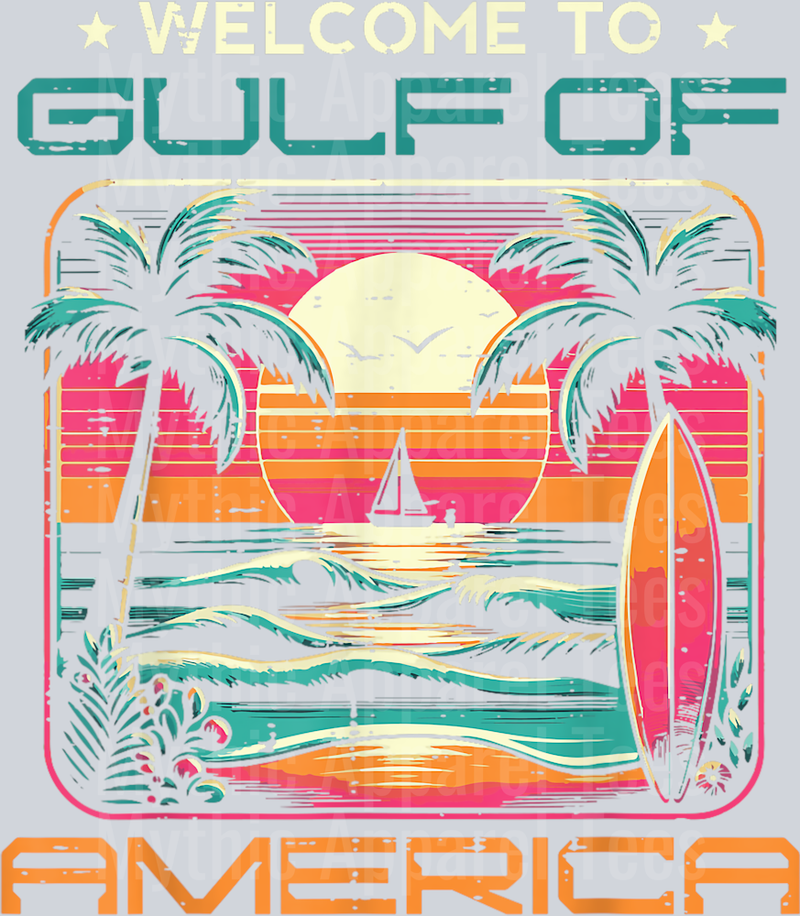 Gulf Of USA America Beach Sunset Men Women Kids 90s cruisin usa style DTF Gulf Of America Transfers