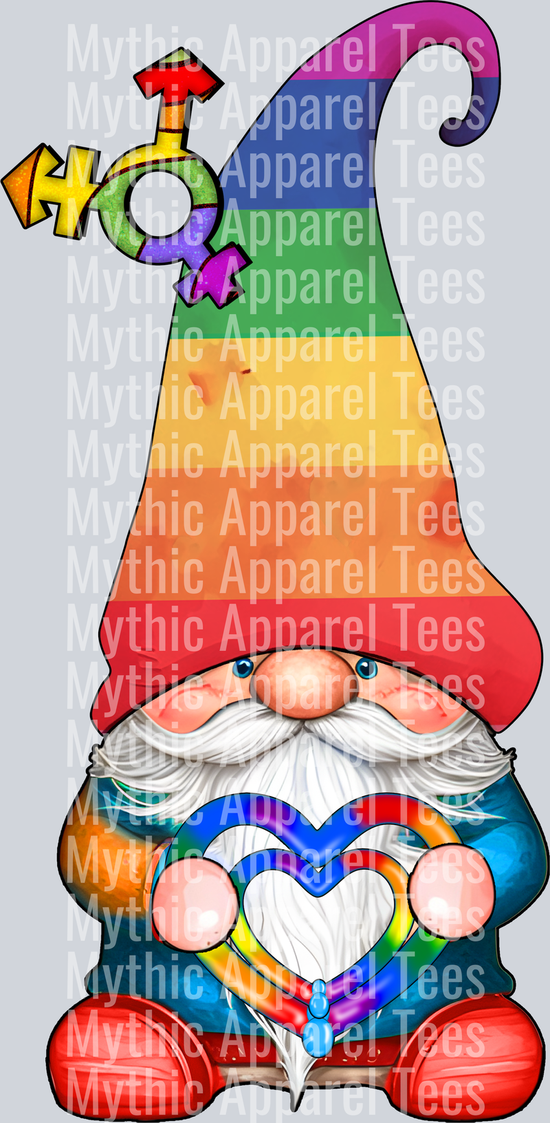 Gnome Rainbow Colors with hearts LGBTQ+ Transfer