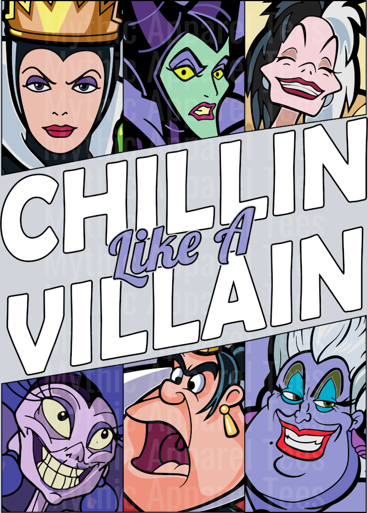 Chillin like a villain 3 White Words DTF Disney Villains Transfers