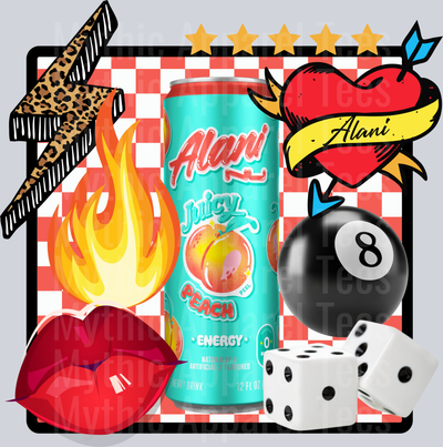 juicy peach Alani Energy Drink DTF Alani Drink Transfers