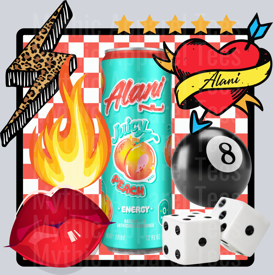juicy peach Alani Energy Drink DTF Alani Drink Transfers