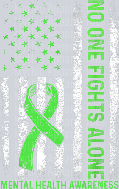No One Fights Alone American Flag and Ribbon DTF Mental Health Awareness Transfers