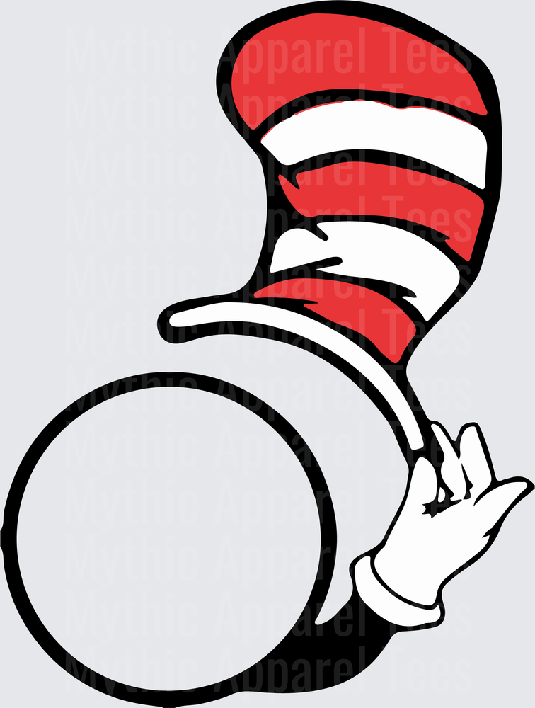 Dr. Seuss Cat in the Hat Iconic Red and White Striped Hat with Gloved Hand Balancing a Ball