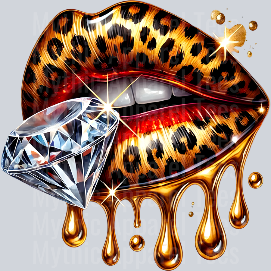 Gold Leopard Diamond Lips (4) DTF Glam Transfers