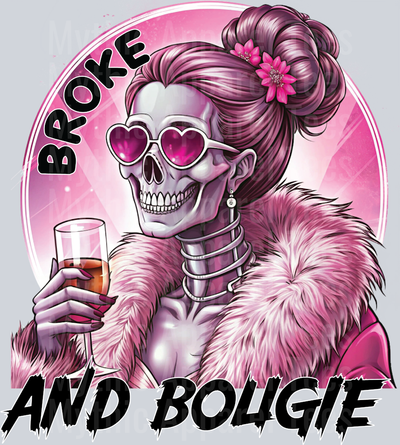 Broke and Bougie Sassy Skull DTF Skull Transfers