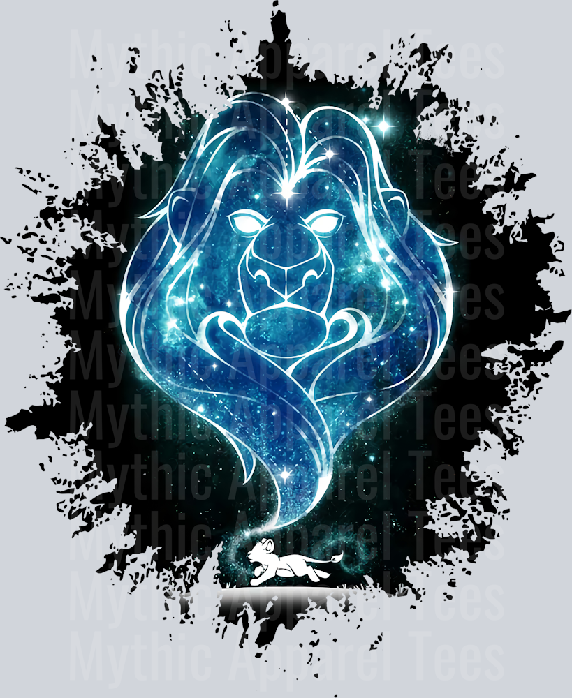 Lion King Mufasa in the stars 2 Dark Silhouette Color Splash Crystal Ball Vision