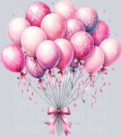 Balloons and Bow Pink DTF Wedding Transfers