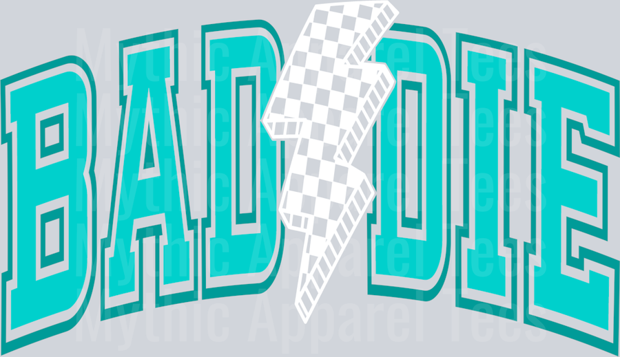 Baddie Empowering Checker Blue Varsity Letters