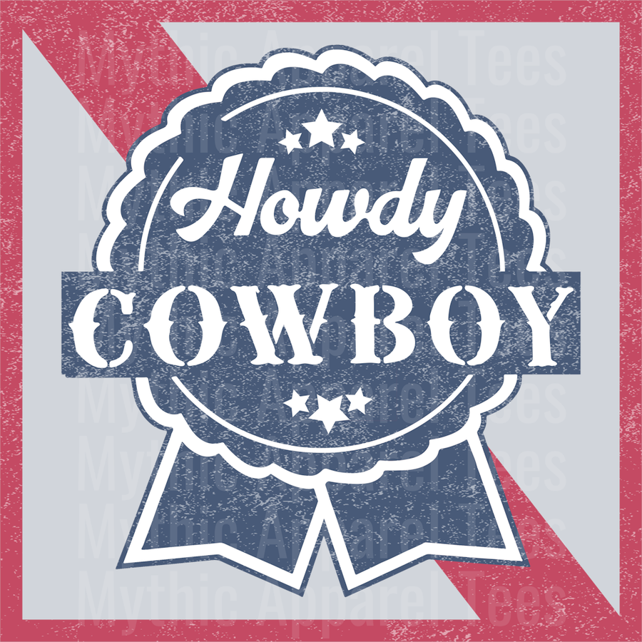 Howdy Cowboy Pabst Blue Ribbon Drinking Western