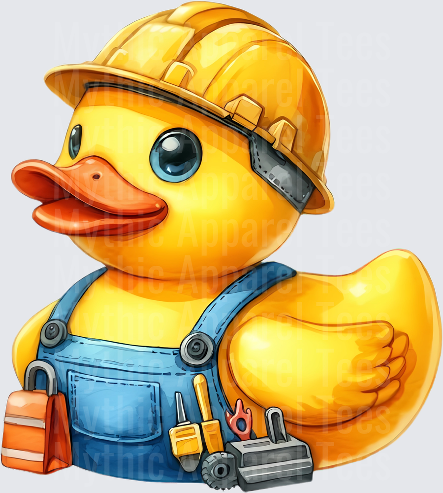 Rubber Duck in Uniform Construction Worker Hard Hat Overalls Tools