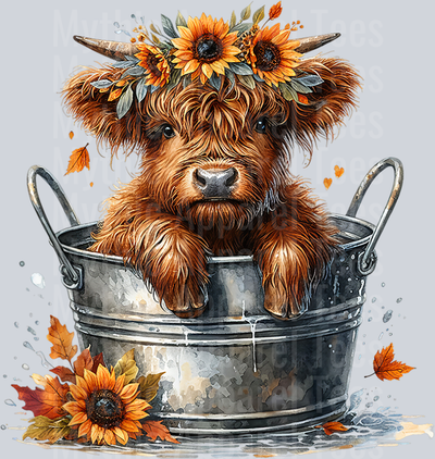 Highland Cow Sunflower It's Fall Y'all Farming Fall Vibes T-Shirt