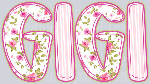 GiGi Light Pink and Flowers DTF GiGi Transfers