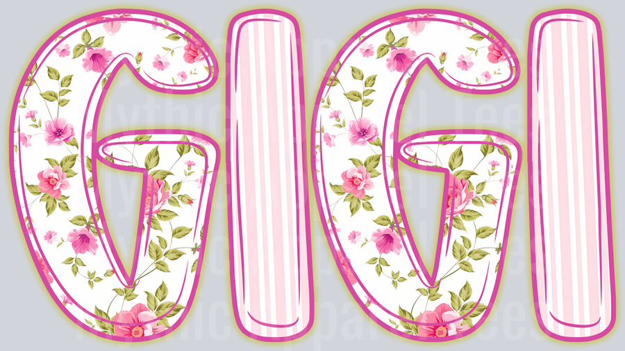 GiGi Light Pink and Flowers DTF GiGi Transfers