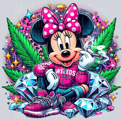 Minnie Mouse 9 Jewels Smoking Weed DTF Weed Transfers