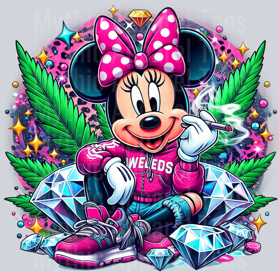 Minnie Mouse 9 Jewels Smoking Weed DTF Weed Transfers