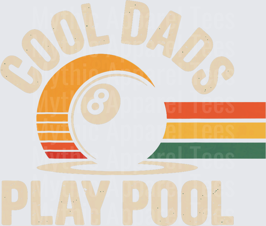 Cool Dads Play Pool Retro 8 Ball Billiards Vintage Sunset Stripe Design