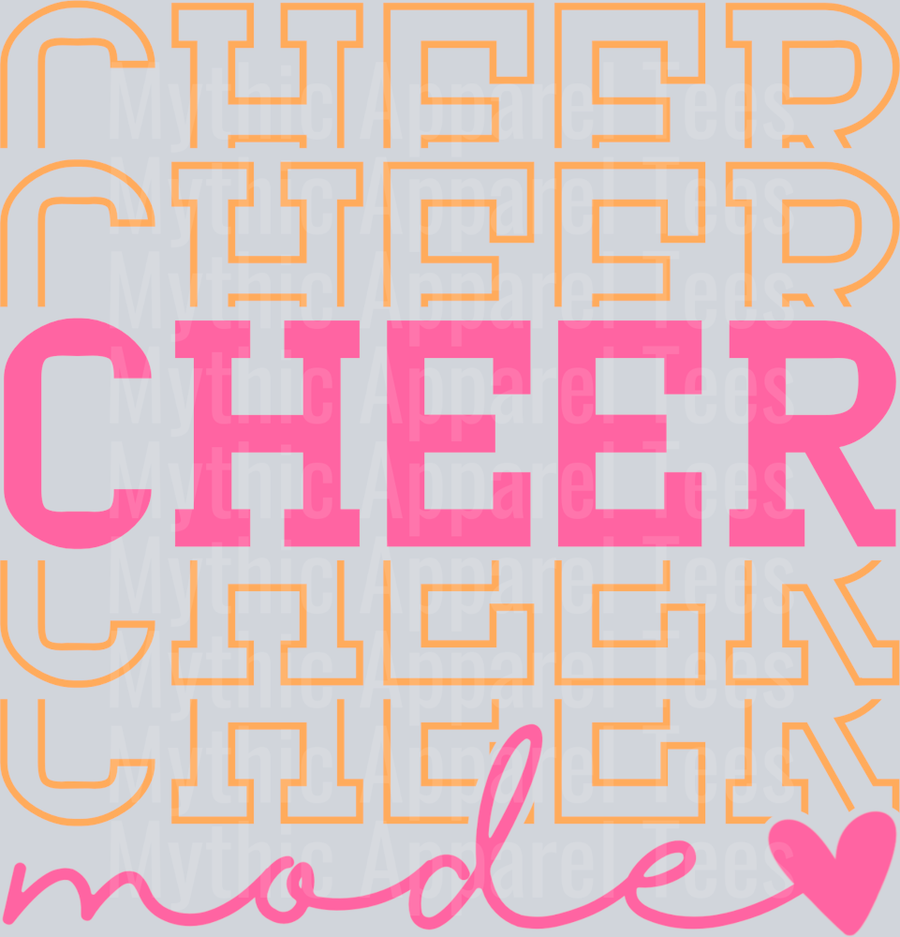 Cheer Mode Stacked Varsity Letters Pink and Yellow Cheerleader