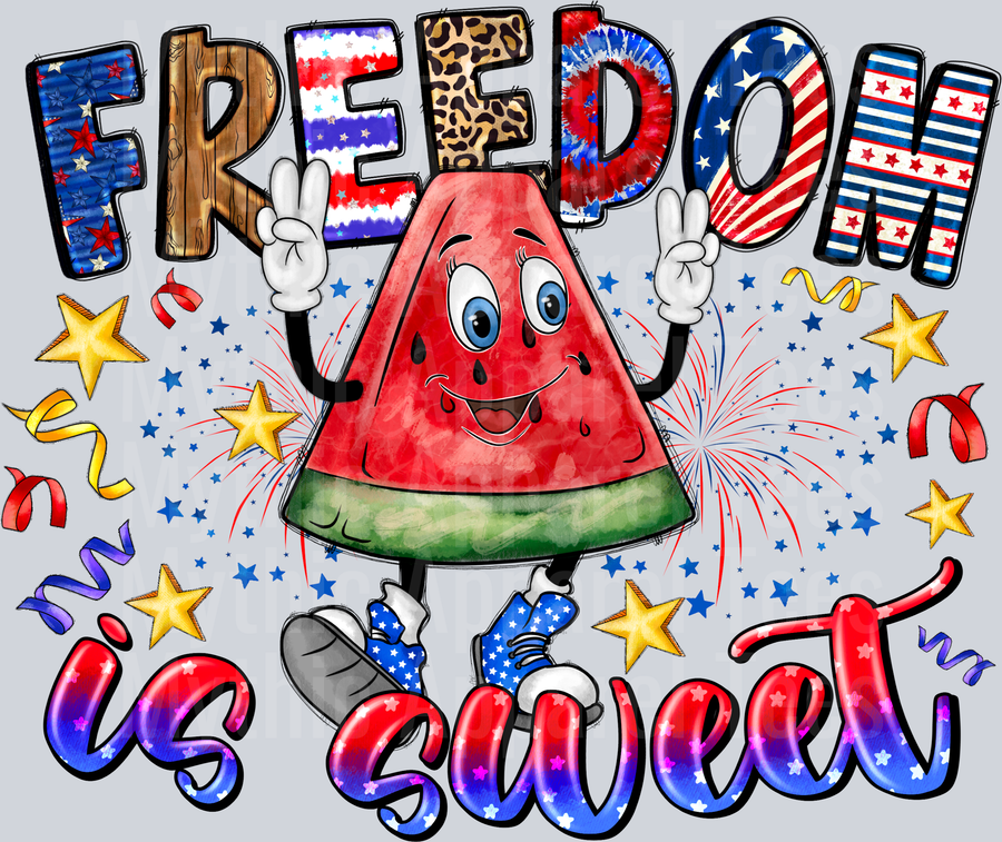 Freedom Is Sweet Watermellon 4th of july DTF Patriotic Transfers