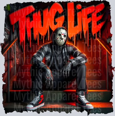 Jason Vorhees RED DRIPPING BLOOD on stairs Horror Movie DTF Thug Life Transfers