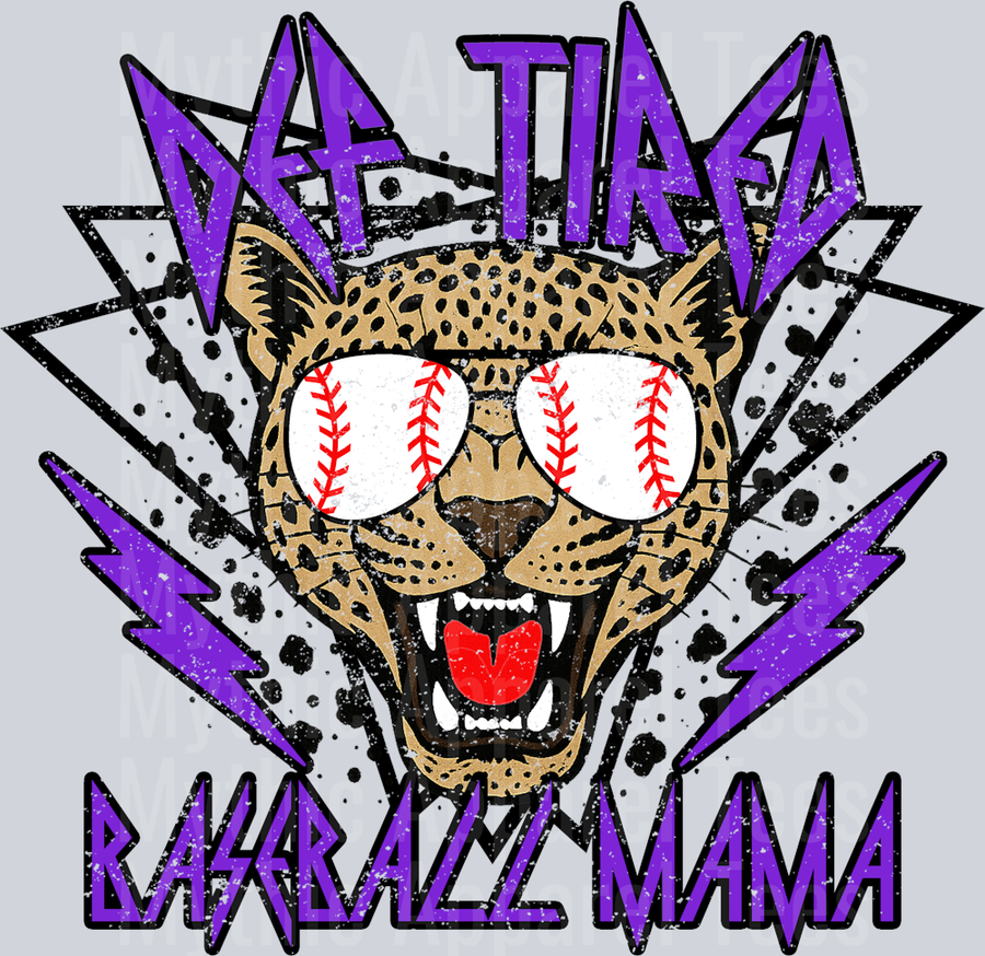Purple Def Tired Baseball Mama School Spirit & Sports