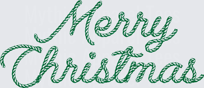 Merry Christmas Green Rope Twine Script Cursive Holiday Lettering