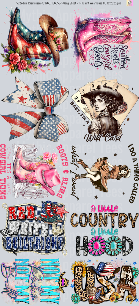 Western Girl GANG SHEET 10 FULL SIZE IMAGES