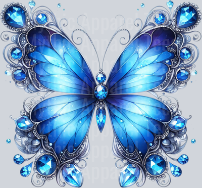 Blue black bold colors Watercolor butterfly DTF Butterfly Transfers