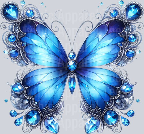 Blue black bold colors Watercolor butterfly DTF Butterfly Transfers