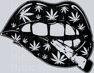Side Lip Glam Blunt weed plant DTF Weed Transfers
