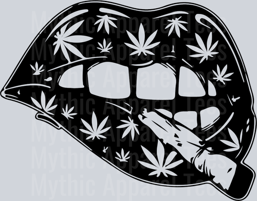 Side Lip Glam Blunt weed plant DTF Weed Transfers