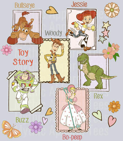 Toy Story Disney Hearts and Flowers Frames Girl Design DTF Disney Transfers