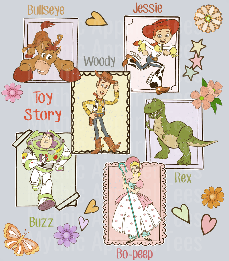 Toy Story Disney Hearts and Flowers Frames Girl Design DTF Disney Transfers