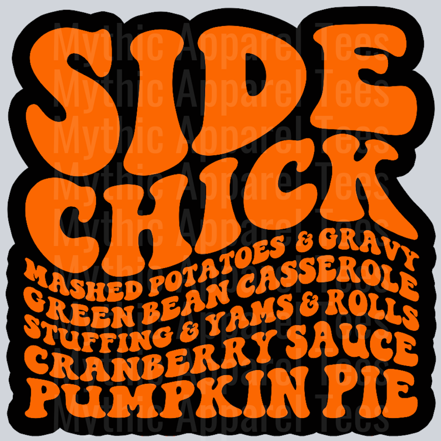 Side Chick Thanksgiving Wavy Retro Funny Designs