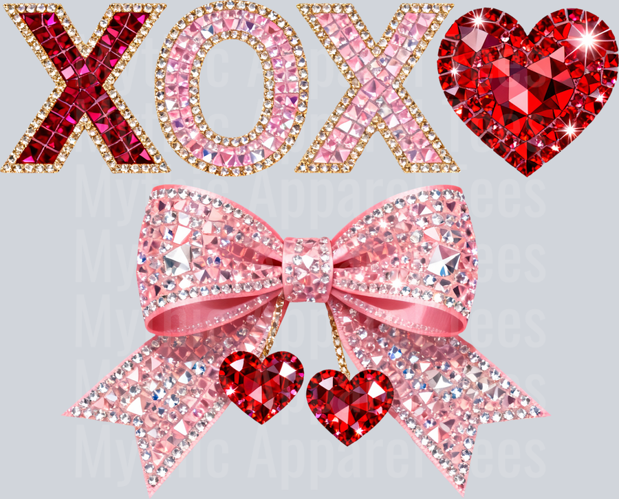XOXO Rhinestone Bow Faux Yarn