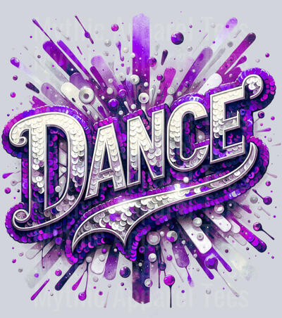Sequin Dance 1 Purple DTF Dance Swoosh Transfers