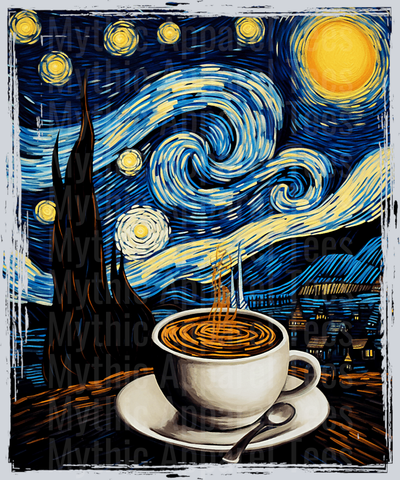 Coffee Van Goh  DTF Coffee Transfers