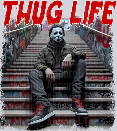 Michael Myers 2 on stairs Horror Movie DTF Thug Life Transfers