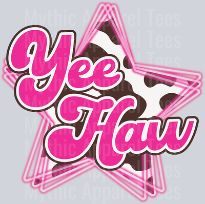 Yee Haw Cow Print Star Cowgirl Western