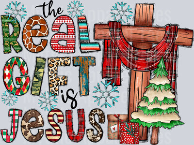 The Real Gift Is Jesus Religious DTF Christmas Transfers