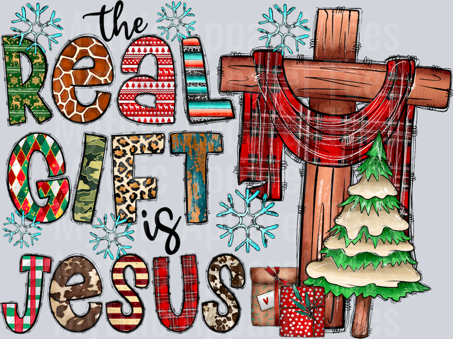 The Real Gift Is Jesus Religious DTF Christmas Transfers