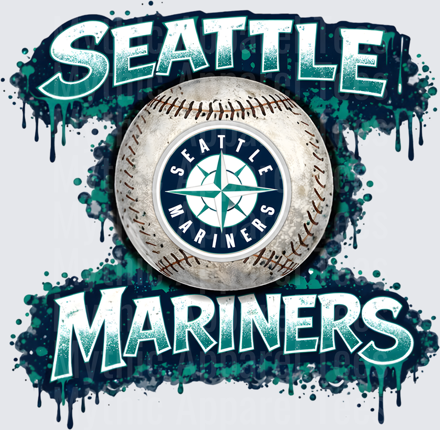 MLB Transfers Seattle Mariners Baseball Grunge Splash Design