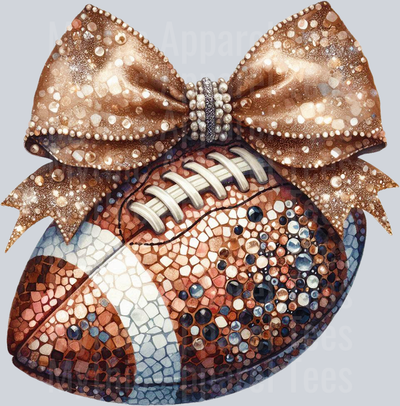 Football Glitter with Tan Bow School Spirit & Sports