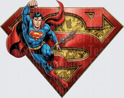 Superman Flying Fist Raised Comic Panel Shield Logo