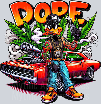 Daffy Duck Tattoos Hot Rod Smoking Pop Culture DTF Weed Transfers