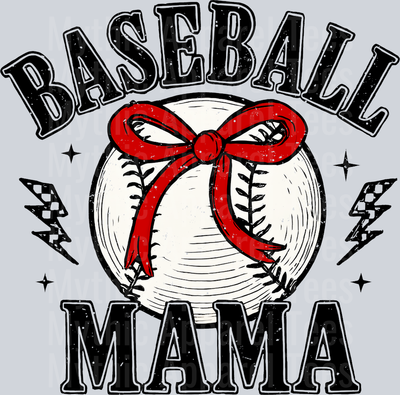 Retro Baseball Mama checker thunderbolts DTF Baseball Transfers
