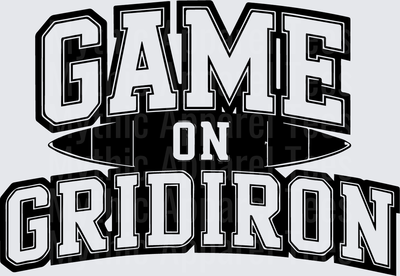 American Football Game On Gridiron Bold Varsity Text Design