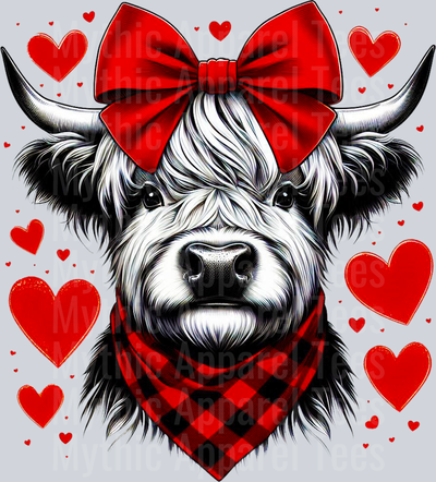 Highland Cow Plaid Bandanna 2 Style Combo Valentines Day Design