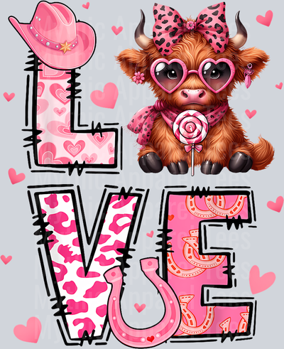 223 Valentine_S Day Coquette Retro Heat Highland Cow T-Shirt